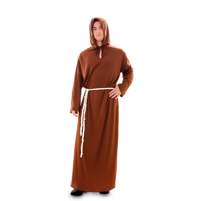 Vista frontal del disfraz de monje disponible también en talla XL