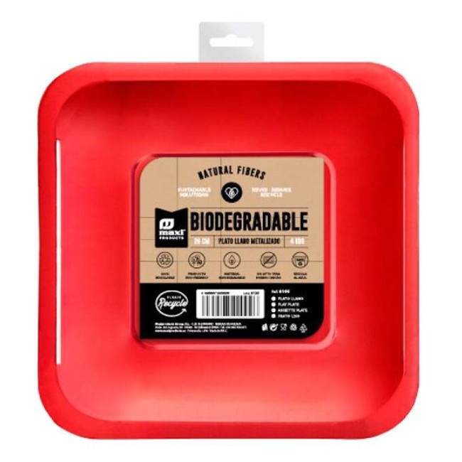 Platos de 26 cm de cartón metalizados - 4 unidades