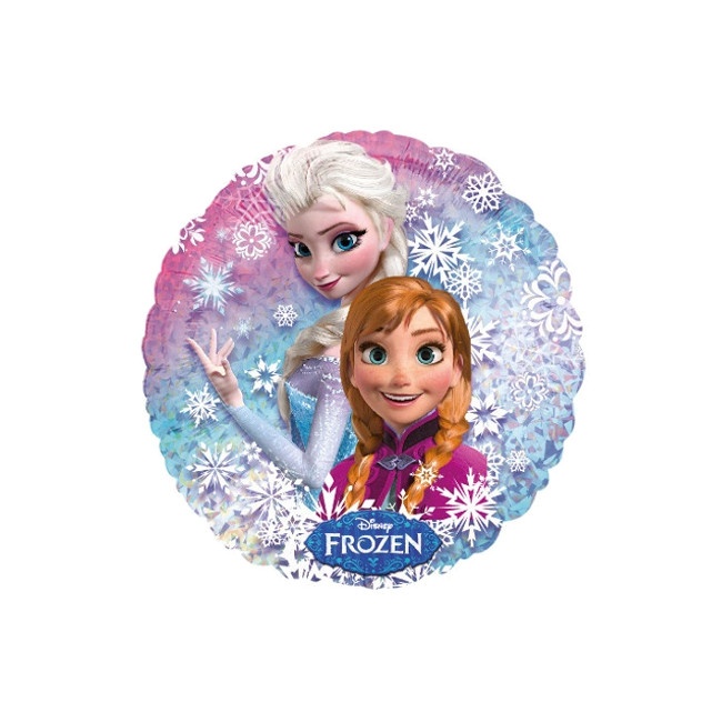 Vista delantera del globo de Frozen Elsa y Ana de 45 cm - Anagram en stock