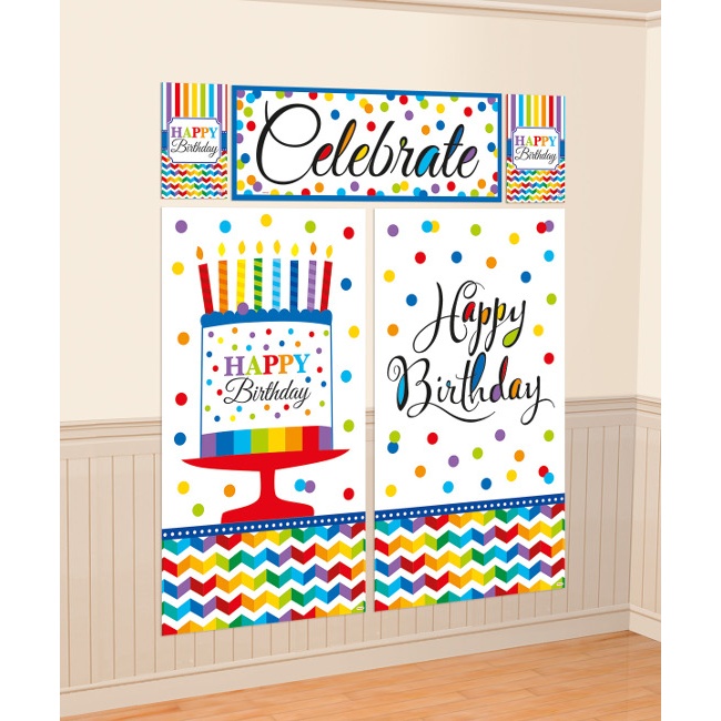 Mural decorativo Happy Birthday arcoíris por 6,25