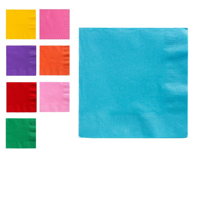Vista delantera del servilletas de 16,5 x 16,5 cm - 20 unidades en color azul y rosa