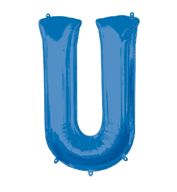 Vista delantera del globo de letra azul de 86 cm - Anagram en stock