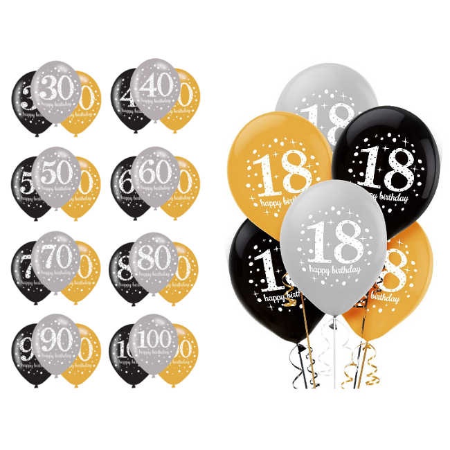 Vista frontal del globos de Burbujas de Champagne cumpleaños de 28 cm - Sempertex - 6 unidades en stock