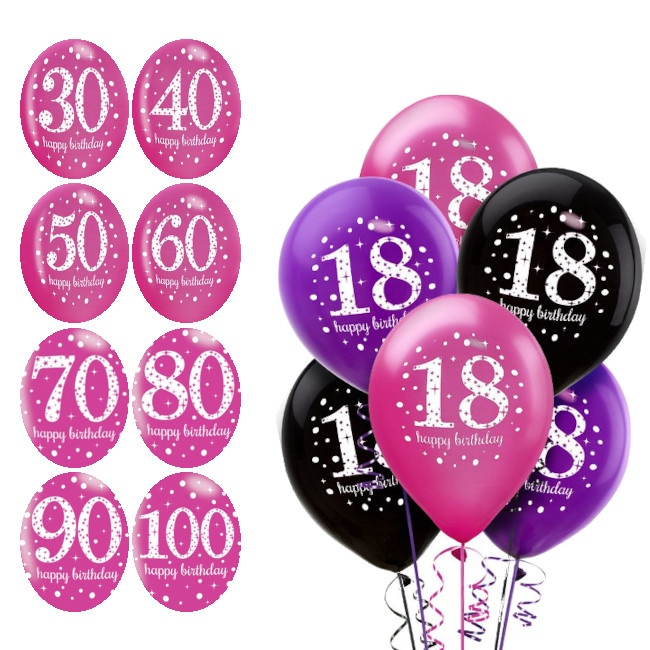 Vista principal del globos de Pink Birthday de 28 cm - Sempertex - 6 unidades en stock