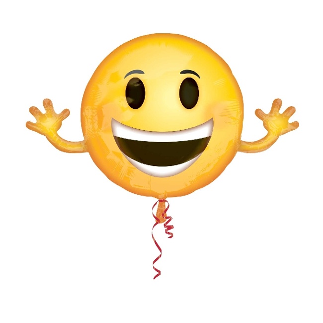 Vista delantera del globo de Emoticono sonriente silueta de 99 x 58 cm - Anagram en stock