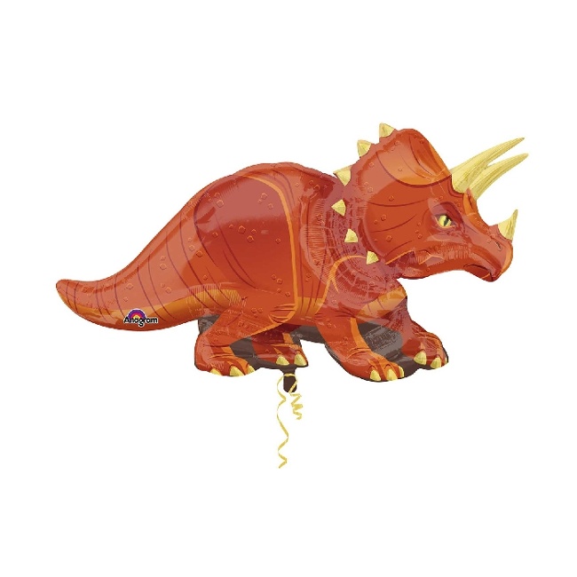 Vista frontal del globo de dinosaurio triceratops de 1,06 x 0,60 m - Anagram en stock