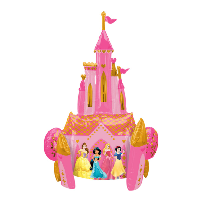 Vista delantera del globo de las Princesas Disney castillo gigante de 0,88 x 1,39 m - Anagram en stock