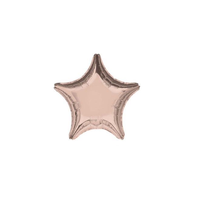 Vista frontal del globo estrella liso rosa dorado de 23 cm - Anagram - 1 unidad en stock