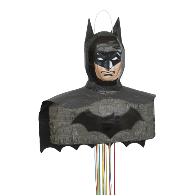 Vista delantera del piñata 3D de Batman de 43 x 37 cm en stock