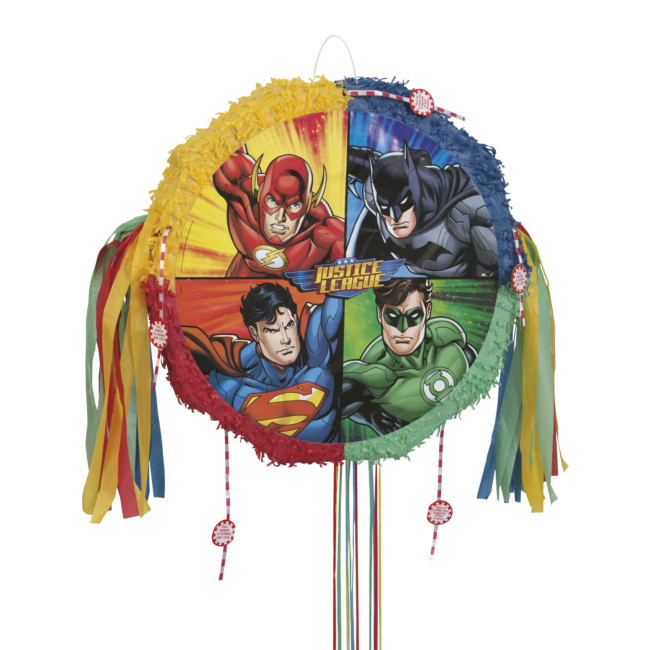Vista principal del piñata 3D de la Liga de la Justicia de 47 cm