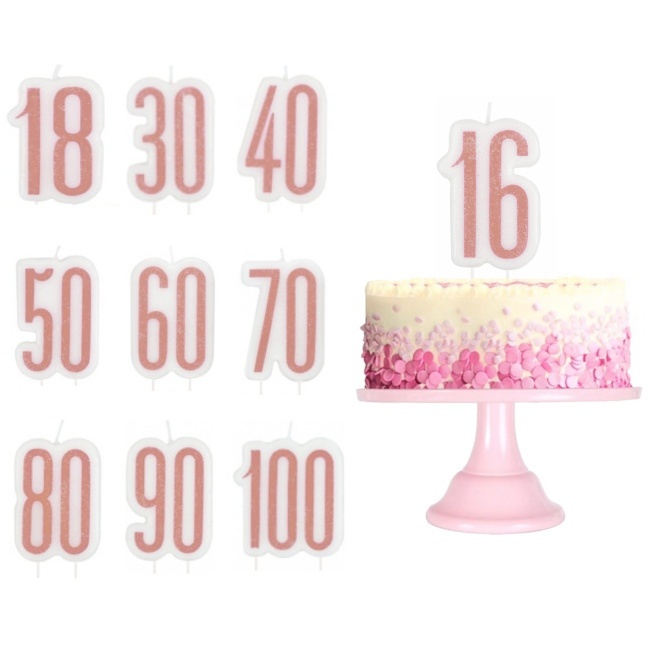 Vista principal del vela de números rosa de 7 cm en stock