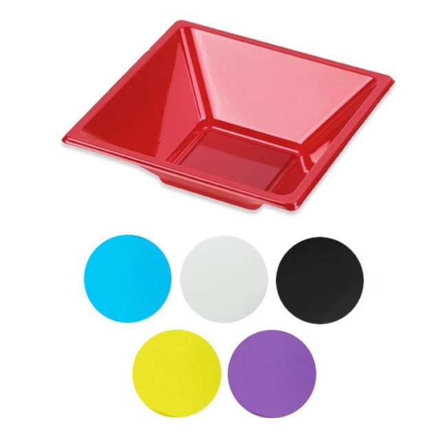 Vista principal del cuencos cuadrados de 12 x 5,2 cm - Maxi Products - 12 unidades en color azul, blanco, negro, rojo, verde lima y violeta