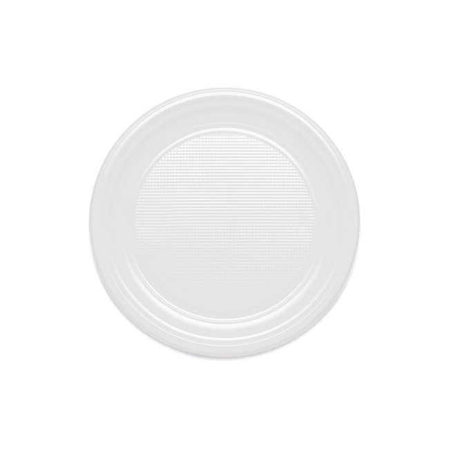 Vista delantera del platos redondos blancos de 20,5 cm - Maxi products - 100 unidades