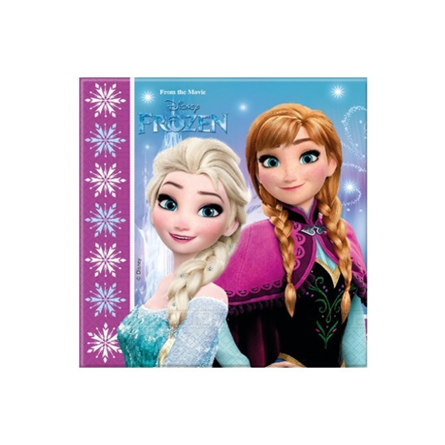 Vista frontal del servilletas de Frozen Princesa del Hielo de 16,5 x 16,5 cm - 20 unidades en stock