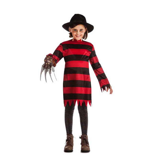 Vista principal del disfraz de asesino Freddy en tallas 5 a 12 años