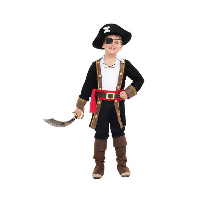 Vista principal del disfraz de pirata elegante infantil en tallas 3 a 12 años