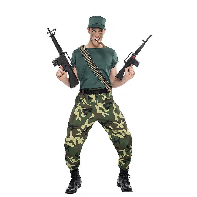 Disfraz Soldado Militar Hombre Adulto Camuflaje Carnaval Fiesta Teatro