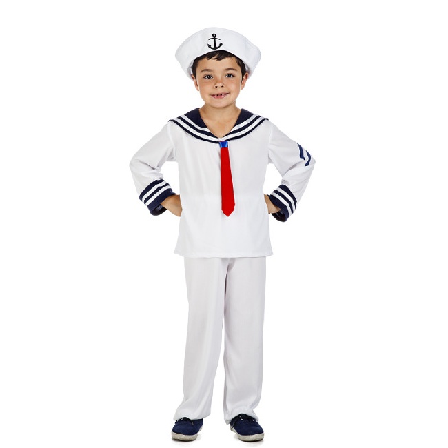 Vista principal del disfraz de pequeño marinero en tallas 3 a 12 años
