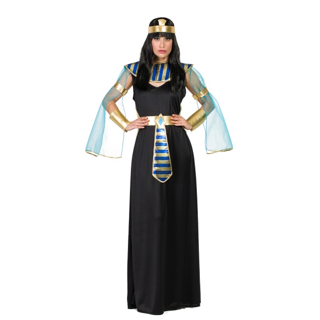 Vista frontal del disfraz de egipcio negro en stock