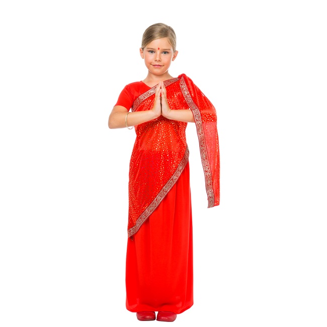 Descortés Guarda la ropa competencia Disfraz de hindú Bollywood para niña rojo por 20,50 €