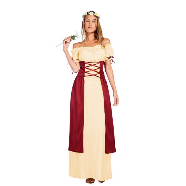 Vista principal del disfraz de damisela medieval disponible también en talla XL