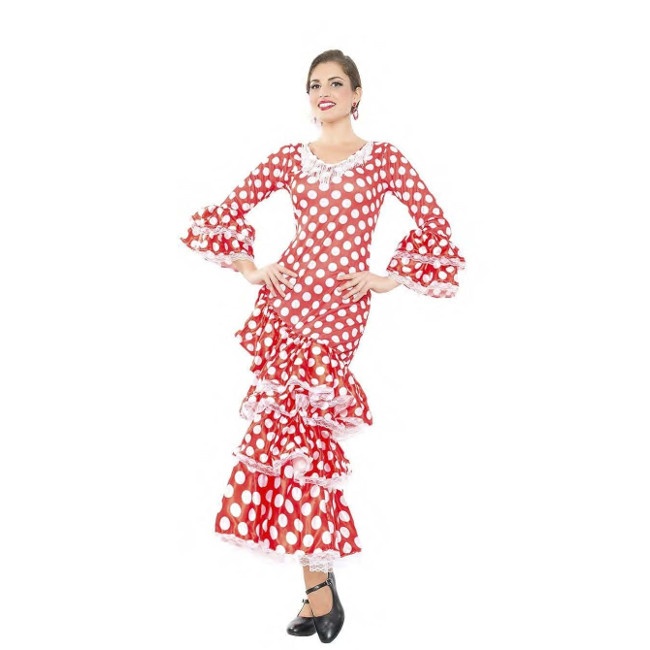 Disfraz de flamenca rojo y blanco para mujer por 27,00 €