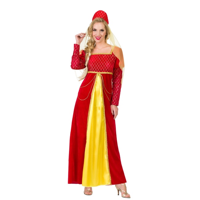 Disfraz medieval rojo para mujer