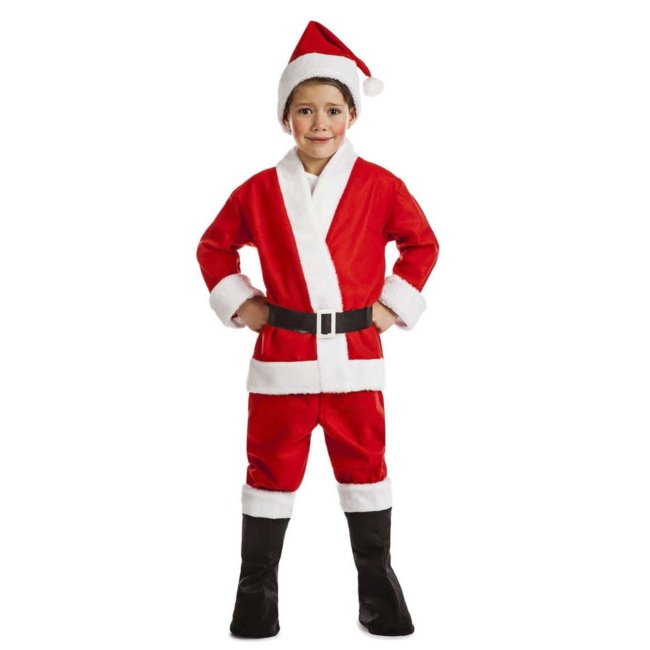Vista principal del disfraz de Papá Noel rojo y blanco en tallas 3 a 12 años