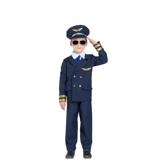 Vista principal del disfraz de piloto de avión en tallas 3 a 12 años