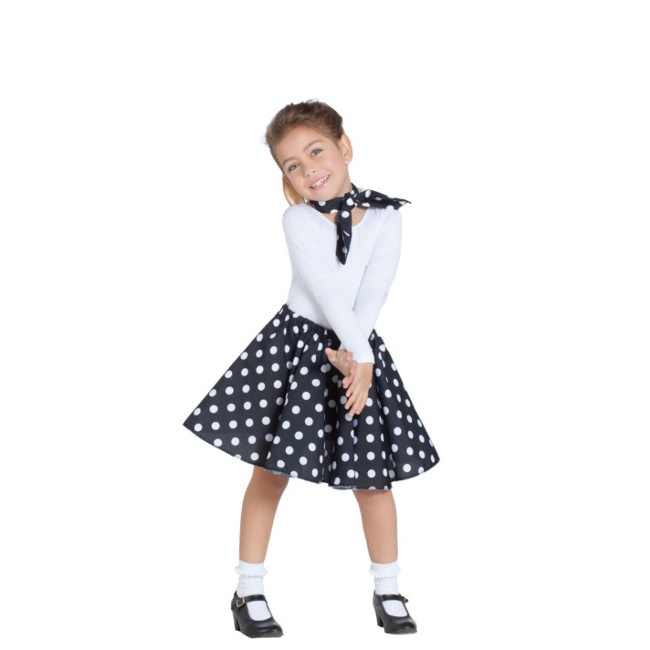 Disfraz de los años 50 con falda negra para niña por 14,95 €