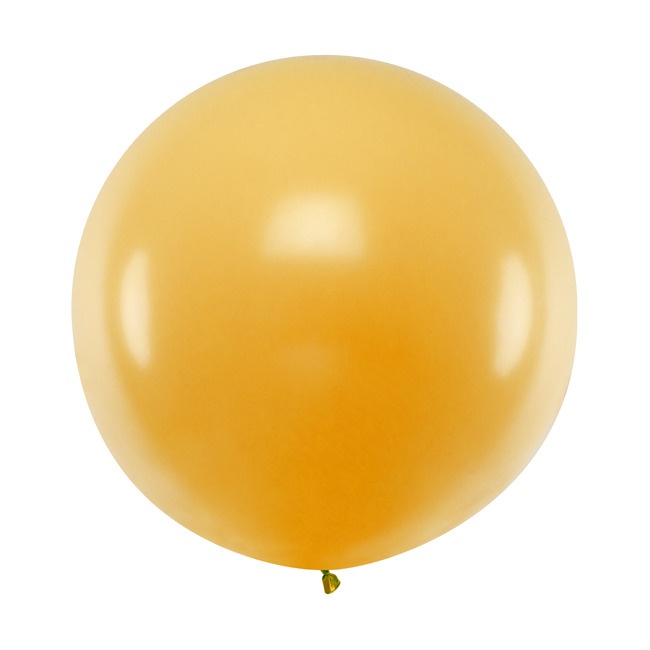 Vista frontal del globo de látex gigante metalizado de 1 m - PartyDeco - 1 unidad en color dorado, perla, rosa claro y rosa dorado
