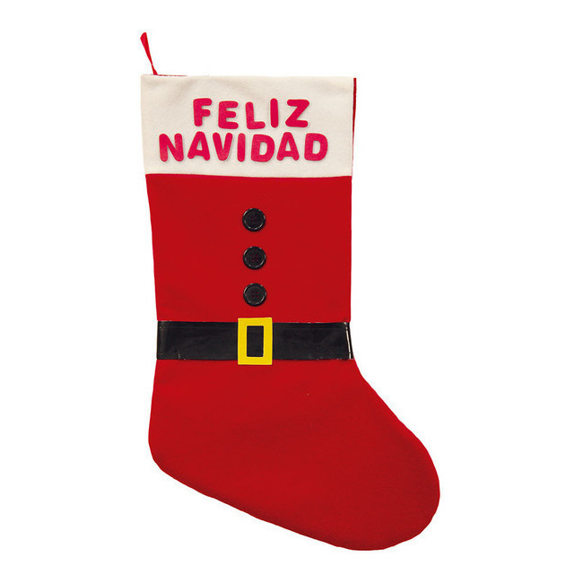 Vista principal del calcetín de Papá Noel con letras en stock