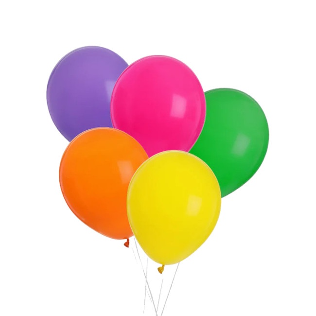 Vista principal del globos de látex de 23 cm flúor de colores surtidos - 10 unidades en stock