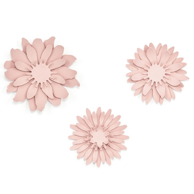 Vista frontal del decoración de flores de papel margarita rosas - 3 unidades en stock