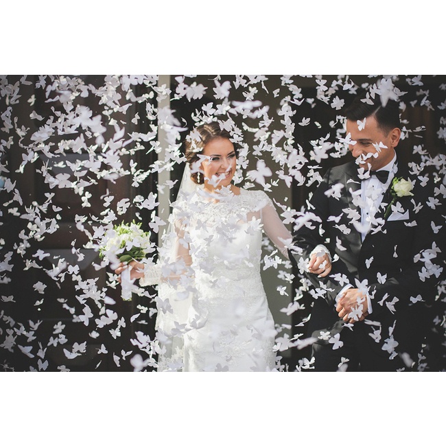 Cañon Lanza Confeti Mariposas Blancas Para Boda (2 Pzas)