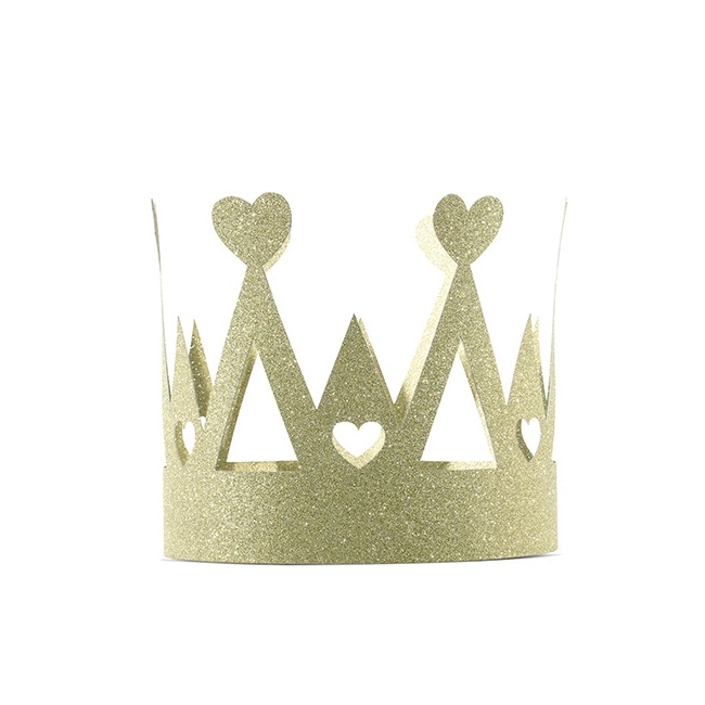 Vista principal del corona de reina dorada en stock