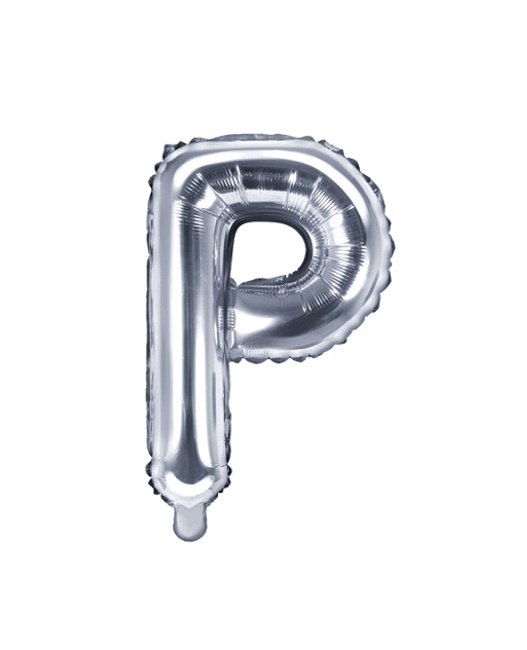 Vista delantera del globo de letra plateada de 35 cm - PartyDeco en stock