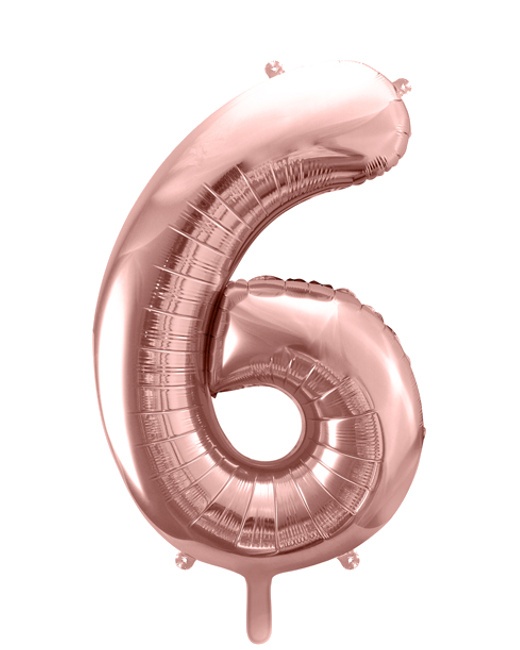 Vista delantera del globo de número rosa dorado de 86 cm - PartyDeco en stock