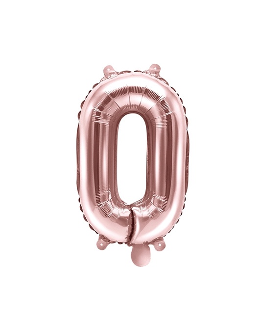 Vista delantera del globo de número rosa dorado de 35 cm - PartyDeco en stock