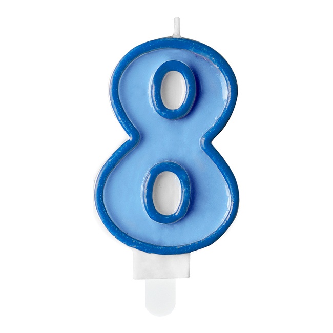 Vista delantera del vela de número azul de 7 cm en stock