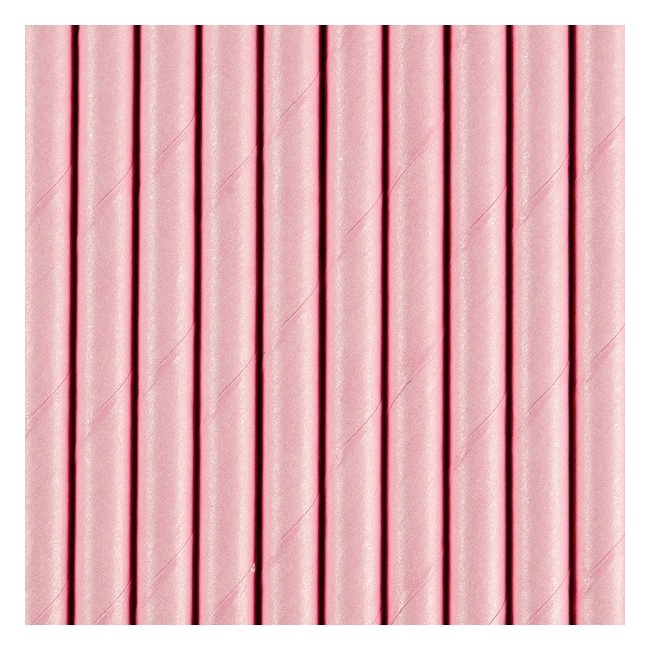 Foto detallada de pajitas de papel lisas rosas - 10 unidades