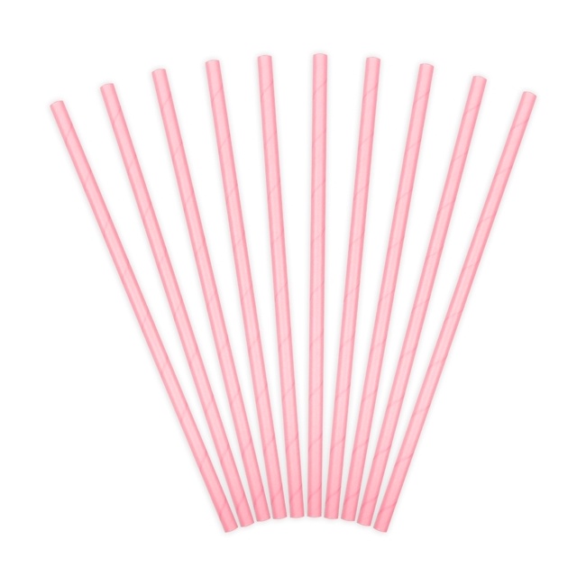 Vista principal del pajitas de papel lisas rosas - 10 unidades en stock