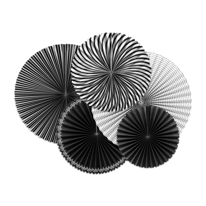 Vista principal del colgantes redondos de abanico blanco y negro - 5 unidades en stock