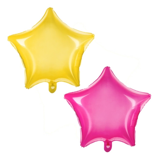 Vista delantera del globo estrella translúcido de 48 cm - PartyDeco - 1 unidad en color amarillo, rosa y verde