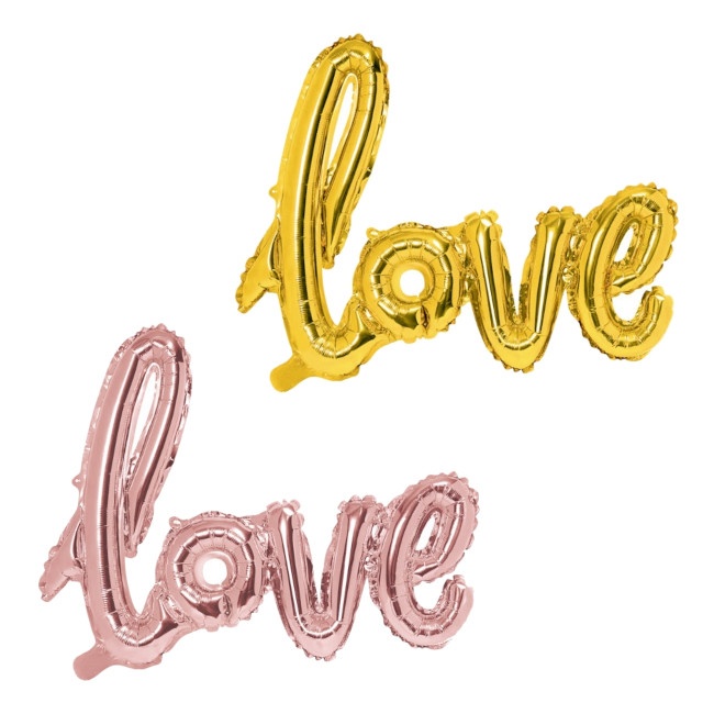 Vista principal del globo letras Love de 73 x 59 cm - PartyDeco en color dorado y rosa dorado