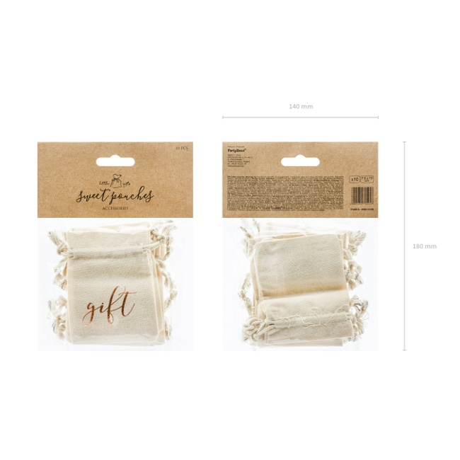 Foto detallada de bolsas de algodón para regalo de 10 cm - 10 unidades
