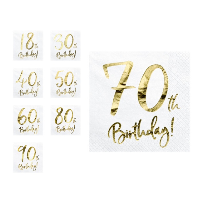 Vista principal del servilletas de Happy Birthday Golden de 16,5 x 16,5 cm - 20 unidades en stock