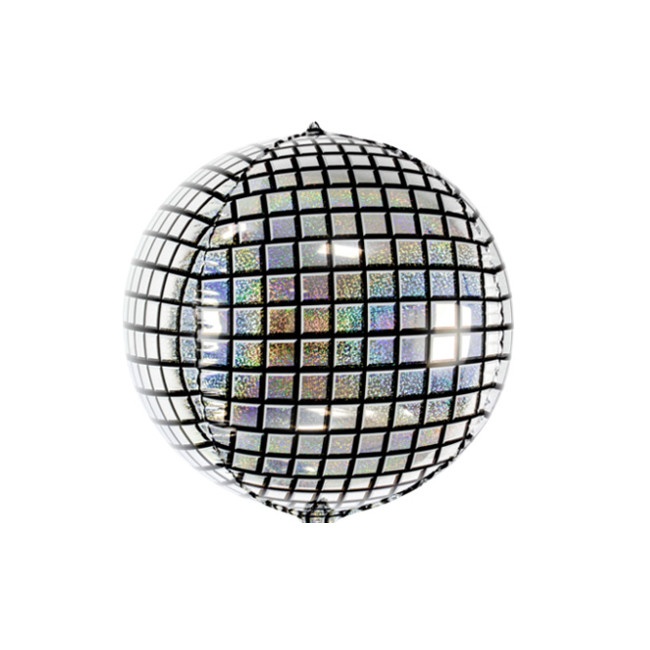 Vista delantera del globo orbz de bola de discoteca de 38 x 40 cm - PartyDeco en stock