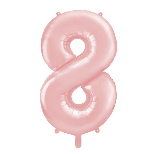 Vista frontal del globo de número rosa pastel de 86 cm - PartyDeco en stock