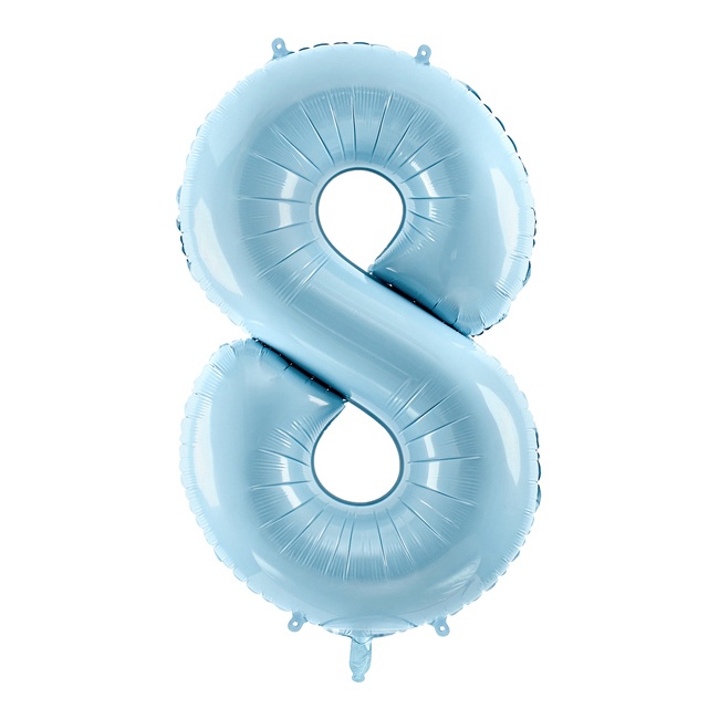 Vista delantera del globo de número azul pastel de 86 cm - PartyDeco en stock